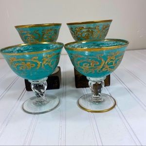 Light blue & gold cocktail glasses